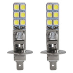 2 pcs H1 LED Headlight Bulbs Kit 6000K Super White 55W Fog Light with 12 SMD 5050 Chips