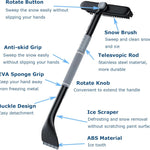 3-in-1 Snow Brush and Ice Scraper for Car Windows - Extendable Snow Remover - 360° Rotating Snow Brush and Ice Scraper with Long Handle (Gray)
