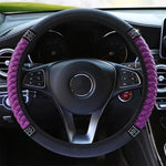 Universal Car Steering Wheel Cover 37-38cm Leather Embroidered Color Diamond-Studded Elastic Four Seasons Steering Wheel Cover Black Black-Red