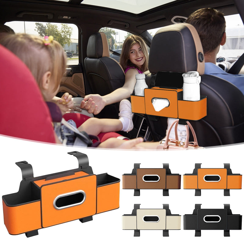 Tyidzon Backseat Cup Holder for Car Extra Multifunctional Drink Cup Holder Organizers with Tissue Storage Box for Car Travel Accessories Black