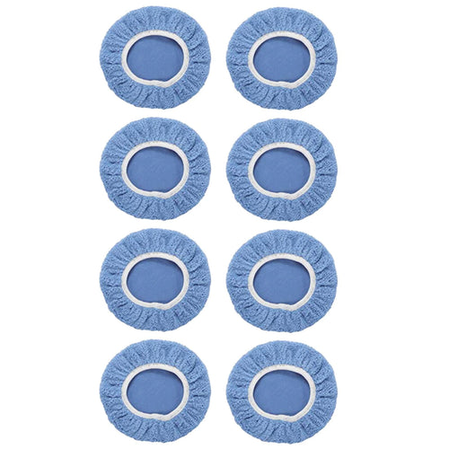 JWDX Cleaning Brush Clearance, 8Pack Car Polisher Pad Bonnet (5 to 6 Inches) Soft Microfiber Polishing Bonnet Buffing Pad Cover Light Blue
