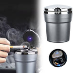 JWDX Storage Containers Clearance, Car Ashtray Cup Holder Led Portable Car Truck with Lid Suitable for Home Car Ashtray Silver