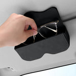 Sunglasses Holder for Car Sun Visor, Leather Auto Eyeglasses Storage Case with Hidden Closure, Protective Glasses Organizer Box, Vehicle Visor Accessories for Woman Man Black