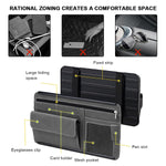 Car Sun Visor Organizer, Soft Leather Surface Eyeglasses Note Card Holder Car Storage Bag, Scratch-Resistant Waterproof Auto Sunshade Organizer Bag, Car Accessories (Black)