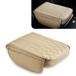 Car Center Console Cover, Leather Car Armrest Box Cover, 12.5" x 8.6" x 1.9" Arm Rest Pad with Pockets, Soft Auto Armrest Storage Box Protector, Universal Interior Car Accessories (Beige)