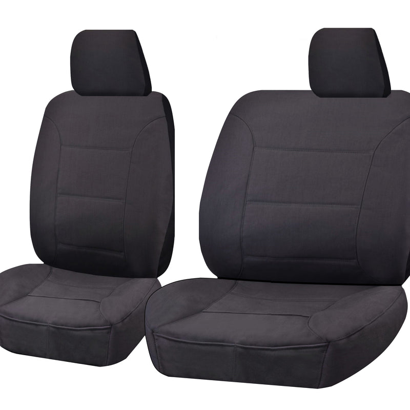Seat Covers for TOYOTA LANDCRUISER 60.70.80 SERIES HZJ-HDJ-FZJ 1981 - 2010 TROOP CARRIER 4X4 SINGLE CAB CHASSIS FRONT BUCKET + _ BENCH CHARCOAL ALL TERRAIN