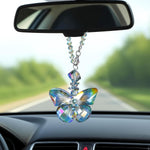 Crystal Glass Butterfly Car Key Charm Mirror Hanging Ornaments Gift (Butterfly-1)