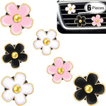 6 Pcs Daisy Flower Air Vent Clip Accessories Air Conditioning Outlet Clip Car Air Freshener Dashboard Accessories Charm Car Inter Decor(3 cm, 3.3 cm,Black, Pink, White)