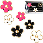 6 Pcs Daisy Flower Air Vent Clip Accessories Air Conditioning Outlet Clip Car Air Freshener Dashboard Accessories Charm Car Inter Decor(3 cm, 3.3 cm,Red, White, Black)