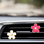 6 Pcs Daisy Flower Air Vent Clip Accessories Air Conditioning Outlet Clip Car Air Freshener Dashboard Accessories Charm Car Inter Decor(3 cm, 3.3 cm,Red, White, Black)