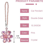 Crystal Flower Car Rear View Mirror Pendant - Pink Crystal Beads Charm Decor for Women Interior