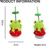 Crochet Frog and Mushroom Ornament, Accessories for Rear View Window, Handmade Hanging Car Charm, Automotive Interior Decorations, House Decoration (Frog and Mushroom)