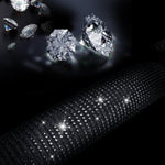 Bling Diamond Leather Steering Wheel Cover, With Sparkly Crystal Glitter Rhinestones Universal Fit 14"1/2-15" Car Wheel Protector for Women Girl Fit Suvs,Vans,Sedans,Car,Trucks, Black Diamond