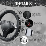 Bling Diamond Leather Steering Wheel Cover, With Sparkly Crystal Glitter Rhinestones Universal Fit 14"1/2-15" Car Wheel Protector for Women Girl Fit Suvs,Vans,Sedans,Car,Trucks, Black Diamond
