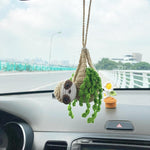 Crochet Sloth Car Rear View Mirror Holder, Cute Hanging Ornament, A Gift for Lovers Hanging, Lovely Bag Automotive Interior Decorations