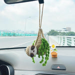 Crochet Sloth Car Rear View Mirror Holder, Cute Hanging Ornament, A Gift for Lovers Hanging, Lovely Bag Automotive Interior Decorations