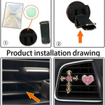 2 Pack Car Vent Clips,Crystal Cross and Heart Air Vent Clips,Bling Car Accessories for Women & Girls(Pink)