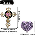 2 Pack Accessories, Crystal Cross & Heart Car Vent Clip Air Freshener, Diamond Car Decoration Essentials for Women (Purple)
