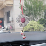Daisy Car Hanging Ornaments for Women Girls Cute Sunflower Car Rear View Mirror Hanging Charms Automotive Interior Aesthetic Decoration Accessories Gift (White & Pink)
