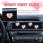 4PCS Heart-Shaped Car Vent Clips with Rhinestone,Bling Air Vent Clips Car Decorations,Premium Shiny Car Clips for Vents CCar Accessories Interior for Cars,Trucks,SUVs (Pink)