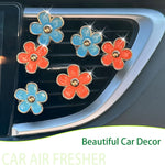 Flower Car Accessories,6pcs Daisy Car Air Freshener Vent Clips,3.3cm/3cm Blue Orange Flowers Decor,Refillable Diffusers for Women