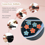 Flower Car Accessories,6pcs Daisy Car Air Freshener Vent Clips,3.3cm/3cm Blue Orange Flowers Decor,Refillable Diffusers for Women