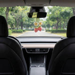 Crochet Strawberry and Flower Car Hanging Ornaments, Cute Aesthetic Rearview Mirror Hanging Accessories for Women and Girls, Handmade Polyester Fiber Car Decor 2-Pack
