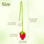 Handmade Crochet Red Strawberry and Flower Car Rear View Mirror Hanging Ornament - Cute Aesthetic Car Accessories for Women and Teens