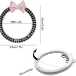Bow Car Accessories,Pink Bow Tie Push Start Button Rhinestone Ring,Black Engine Start Stop Button Ring Car Decor,Bling Girly Ignition Charm