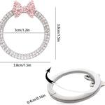 Pink Bow Car Accessories,Bow Tie Engine Start Button Ring,Bling Girly Silver Rhinestone Ring Start Stop Button Car Decor for Women,Ignition Ring Car Charm