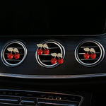 4 Pcs Cherry Car Air Vent Freshener Clip, Rhinestone Car Air Outlet Fragrance Freshener, Bling Cute Automobile Accessories Decoration for Women,Air Fresheners Decor（Odor Random）