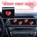 4PCS Heart-Shaped Car Vent Clips with Rhinestone,Bling Air Vent Clips Car Decorations,Premium Shiny Car Clips for Vents Accessories Interior (Red)
