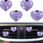 4PCS Heart-Shaped Car Vent Clips with Rhinestone,Bling Air Vent Clips Car Decorations,Premium Shiny Car Clips for Vents Accessories Interior (Purple)