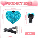 4PCS Heart-Shaped Car Vent Clips with Rhinestone,Bling Air Vent Clips Car Decorations,Premium Shiny Car Clips for Vents Accessories Interior (Lake Blue)