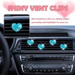 4PCS Heart-Shaped Car Vent Clips with Rhinestone,Bling Air Vent Clips Car Decorations,Premium Shiny Car Clips for Vents Accessories Interior (Lake Blue)