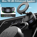 2026 Upgraded Vacuum Magnetic Car Phone Holder 360° Reinforced 96LBS Ultra Suction Cup Phone Mount for MagSafe Cell Phone Holders for Your Car/Gym/Mirror Mount for iPhone & Android