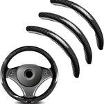 3pcs Universal Carbon Fiber Steering Wheel Cover - Anti-Slip & Segmented Design, Universal 99% Durable Steering Wheel Protector for Men and Women, Car Interior Accessory (Black)