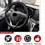3pcs Universal Carbon Fiber Steering Wheel Cover - Anti-Slip & Segmented Design, Universal 99% Durable Steering Wheel Protector for Men and Women, Car Interior Accessory (Black)