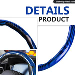 3pcs Universal Carbon Fiber Steering Wheel Cover - Anti-Slip & Segmented Design, Universal 99% Durable Steering Wheel Protector for Men and Women, Car Interior Accessory (Blue)