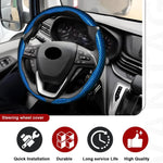 3pcs Universal Carbon Fiber Steering Wheel Cover - Anti-Slip & Segmented Design, Universal 99% Durable Steering Wheel Protector for Men and Women, Car Interior Accessory (Blue)