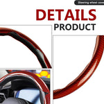 3pcs Universal Carbon Fiber Steering Wheel Cover - Anti-Slip & Segmented Design, Universal 99% Durable Steering Wheel Protector for Men and Women, Car Interior Accessory (Red)