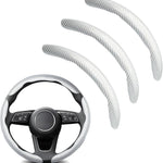 3pcs Universal Carbon Fiber Steering Wheel Cover - Anti-Slip & Segmented Design, Universal 99% Durable Steering Wheel Protector for Men and Women, Car Interior Accessory (White)