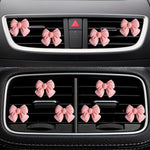 6 pcs Pink Bow Car Air Vent Clips Coquette Cute Girly Car Decor Accessories Interior Aesthetic Decorations Charm Stuff for Women Girl