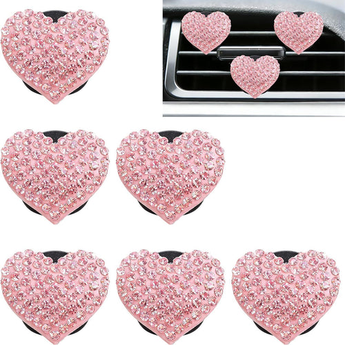 6 pcs Pink Heart Car Air Vent Clips Coquette Cute Girly Car Decor Accessories Interior Aesthetic Decorations Charm Stuff for Women Girl