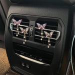 4 in 1 Bling Butterfly Aromatherapy Air Vent Clips, Diamond Pearl Pendant Butterfly Car Air Fresheners, Cute Car Decoration, Interior Decor