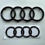 Gloss Black Audi Rings Emblem Set, Front 273mm + Rear 192mm Black Badge Replacement Kit for Audi A1 A3 A4 A5 Models