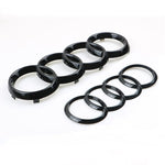 Gloss Black Audi Rings Emblem Set, Front 273mm + Rear 192mm Black Badge Replacement Kit for Audi A1 A3 A4 A5 Models