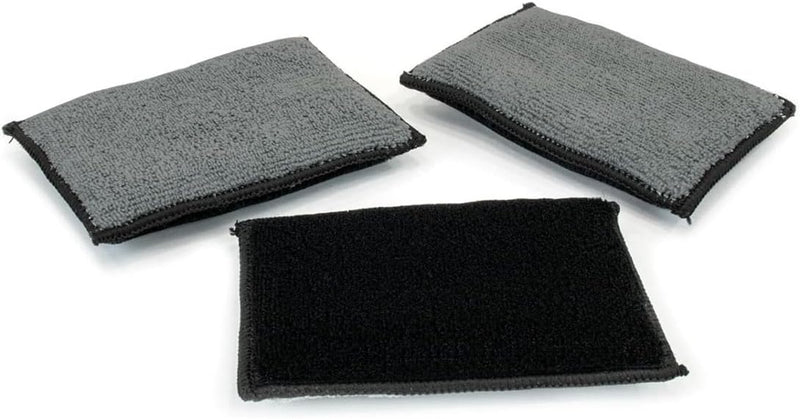 3PCS 5"×3" Car Interior Scrubbing Sponges, Microfiber Car Wash Sponges, Auto Detailing Scrub Pads, Interior Cleaning Sponges for Car Leather, Plastic, Vinyl, Upholstery (Gray Black)