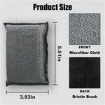 3PCS 5"×3" Car Interior Scrubbing Sponges, Microfiber Car Wash Sponges, Auto Detailing Scrub Pads, Interior Cleaning Sponges for Car Leather, Plastic, Vinyl, Upholstery (Gray Black)