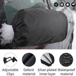 4PCS Car Side Mirror Covers - Waterproof Snow Mirror Cover Protects from Ice Snow Frost Dew Rain Bird Poop - Silver Coated Rearview Protection Cover Winter Snowproof Accessories for Cars Trucks SUVs